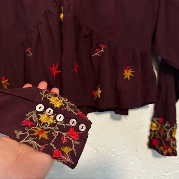 Free People Ava embroidered long sleeve top size Small - Picture 6 of 10